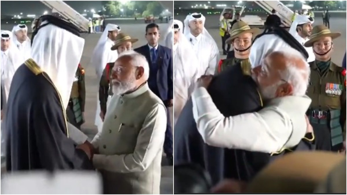 पीएम मोदी दिल्ली हवाई अड्डे पर विशेष इशारा में कतर अमीर प्राप्त करते हैं वीडियो देखें