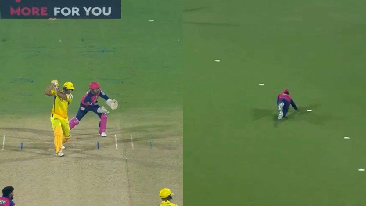 रियान पैराग CSK क्लैश में शिवम दुब पैकिंग भेजने के लिए माइंड बोगलिंग कैच लेता है घड़ी