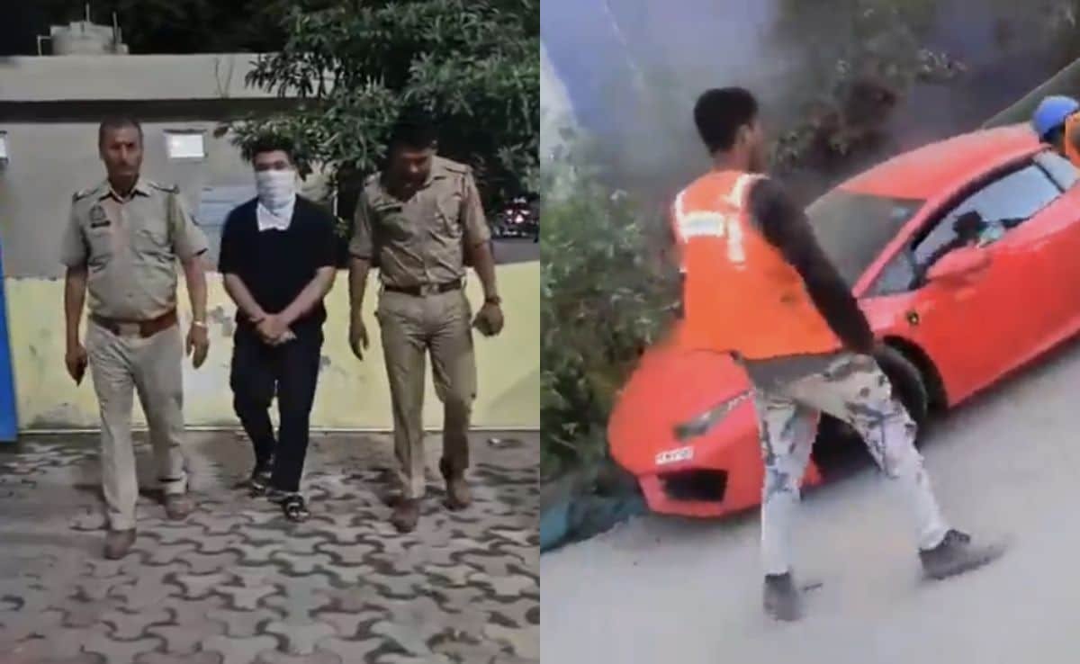 लेम्बोर्गिनी 300 किमी प्रति घंटे की गति से तेज हो रही थी, दावा है कि नोएडा क्रैश घायल हो गया