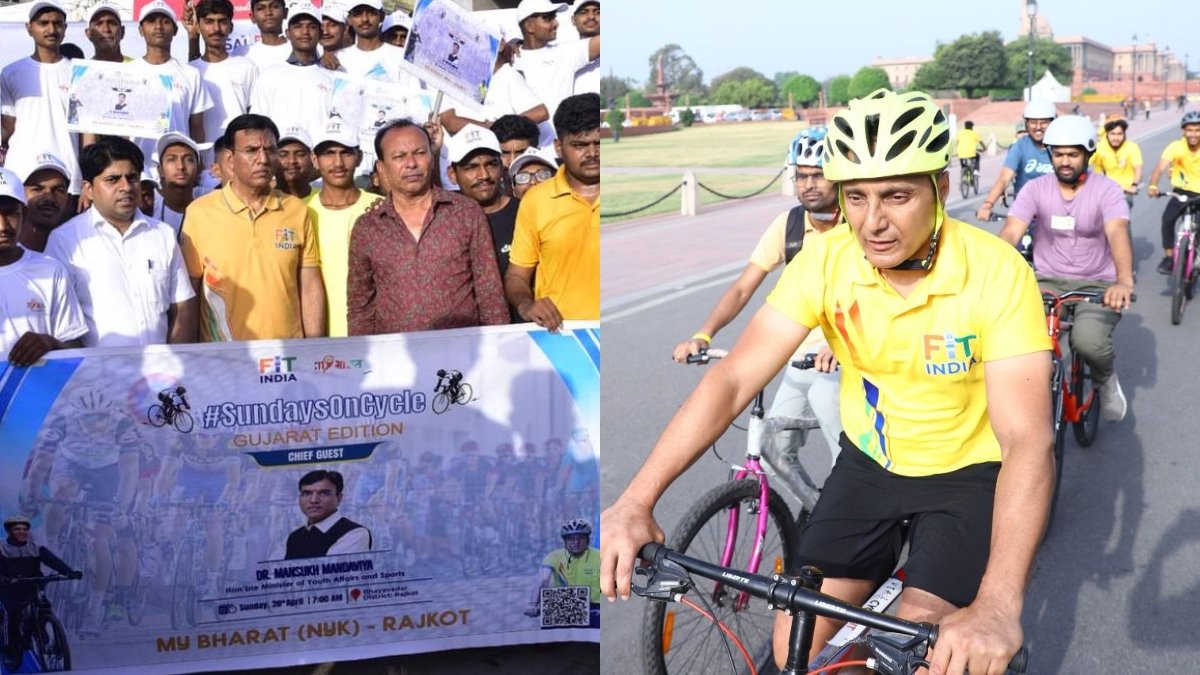 मानसुख मंडविया ने राजकोट में राष्ट्रव्यापी 'फिट इंडिया रविवार को साइकिल पर' आंदोलन का नेतृत्व किया, राहुल बोस दिल्ली में शामिल होता है