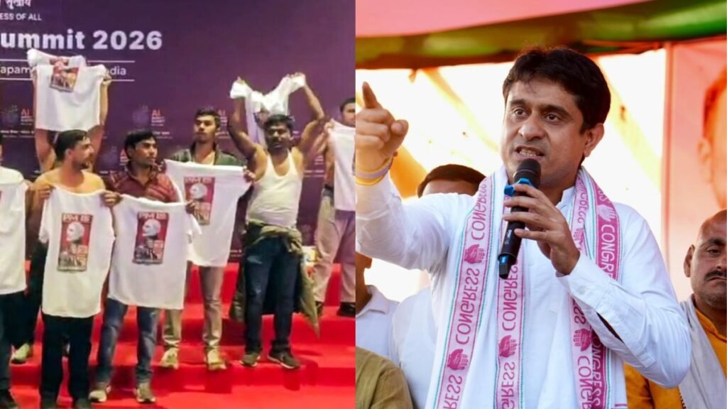 एआई शिखर सम्मेलन में शर्टलेस विरोध: युवा कांग्रेस प्रमुख उदय भानु चिब गिरफ्तार, साजिश का आरोप