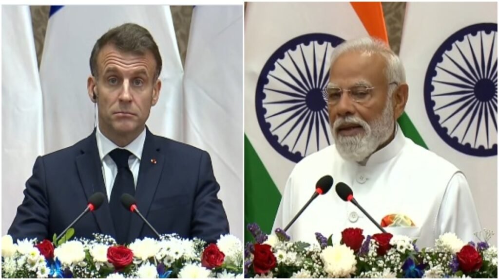 मैक्रों ने पीएम मोदी के साथ संयुक्त प्रेस वार्ता में कहा, भारत-फ्रांस रक्षा संबंधों का विस्तार राफेल जेट से लेकर पनडुब्बियों तक हो रहा है मैक्रों ने पीएम मोदी के साथ संयुक्त प्रेस वार्ता में कहा, भारत-फ्रांस रक्षा संबंधों का विस्तार राफेल जेट से लेकर पनडुब्बियों तक हो रहा है