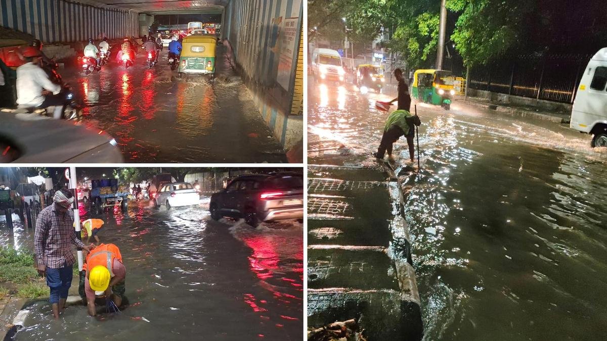 बेंगलुरु के कई हिस्सों में भारी बारिश के कारण यातायात बाधित हो गया है